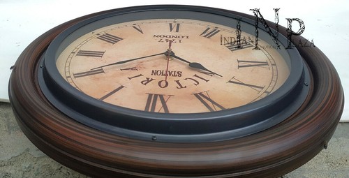 Antique Vintage Brass & Wooden 12 inch Wall Clock Victoria Station London 1747 - Picture 4 of 5
