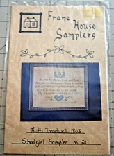 RUTH TREADWELL 1803 Counted Cross Stitch Chart Schoolgirl Sampler Frame House b