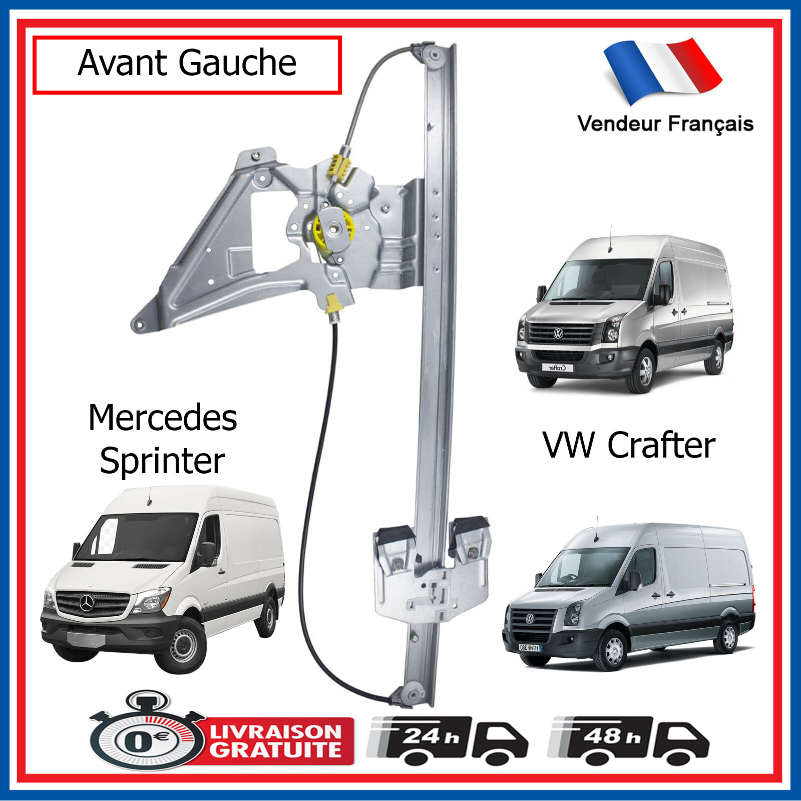Mécanisme lève-vitre avant gauche renforcé pour Crafter Sprinter