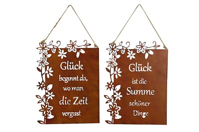 Edelrost Schild Garten Deko Spruch Glück 