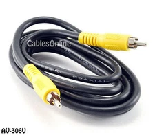 6 ft. 1-RCA Male to 1-RCA Male Composite Video RG59/U Coaxial Cable, AV-306V