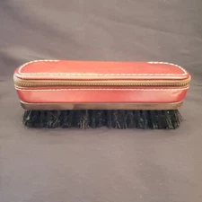 Shoe Brush Clothes Hickok Valet Genuine Cowhide Leather Zipper Case Vintage 