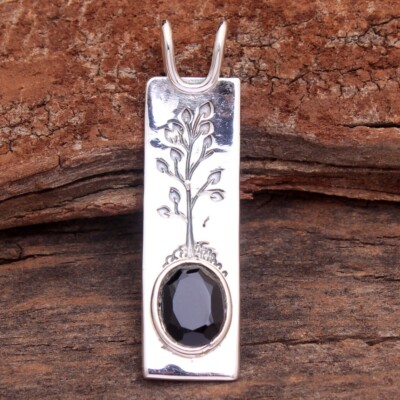Tree of Life Pendant with Black Onyx Gemstone - 925 Silver Unique Jewelry Gift