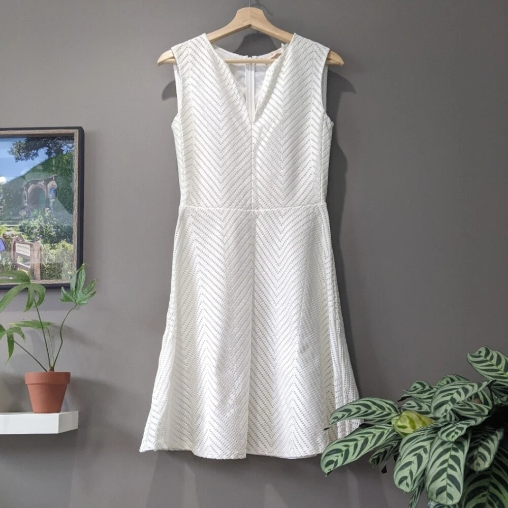 Abito chevron bianco Tory Burch lunghezza ginocchio piccolo