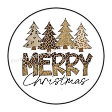 MERRY CHRISTMAS TREES ENVELOPE SEALS LABELS STICKERS PARTY FAVORS