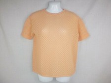 Vtg 60s Sears Peach Color Acrylic Popcorn Shell Sweater Size M Zipper Back