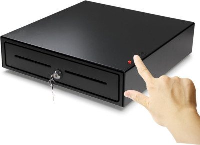 16'' Heavy-Duty Cash Drawer with Key Lock & Manual Push Open, 5 Bills & 8 Coins