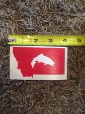 Simms Montana Fliegenfischen Aufkleber Sticker Forelle 4" rot!