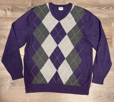 OLD NAVY Purple Gray Knit Pullover Sweater Men Neck Long