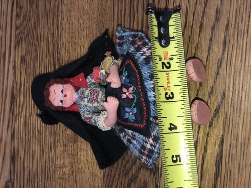 Maria Helena Fabric Hand Crafted Portugal Ethnic Costume Folk Doll 7” Tall /Tags - Picture 14 of 15