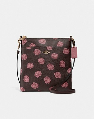 coach kitt messenger crossbody rose print chalk