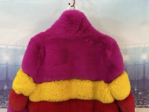 Azalea Wang Color Block Faux Fur Panel Trench Coat Small Fluffy Soft Fruit Loop - Picture 8 of 23