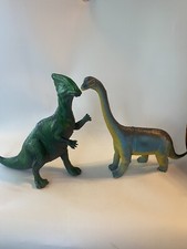 Parasaurolophus Brachiosaurus Dinosaur Figure Lot VTG 90s Green Yellow Blue