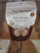 SPA NATURALS Luxury Collection Bath Bombs Vanilla  Coconut Pk of 3 Fizzies NEW