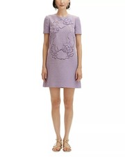 NWT Oscar De la Renta Tweed Shift Dress Thistle Womens Size US 8