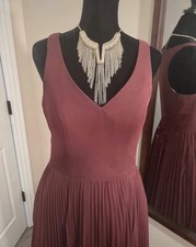 Azazie Burgundy pleated maxi prom dress Size small Women Party Dress
