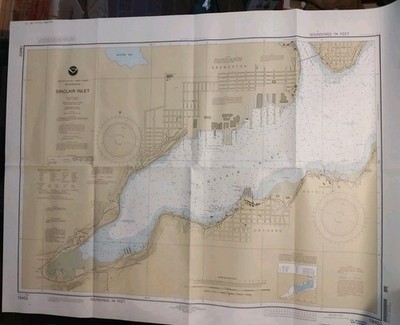 1999 Sinclair Inlet Bremerton Washington NOAA coastal map 34by27 inches 18452