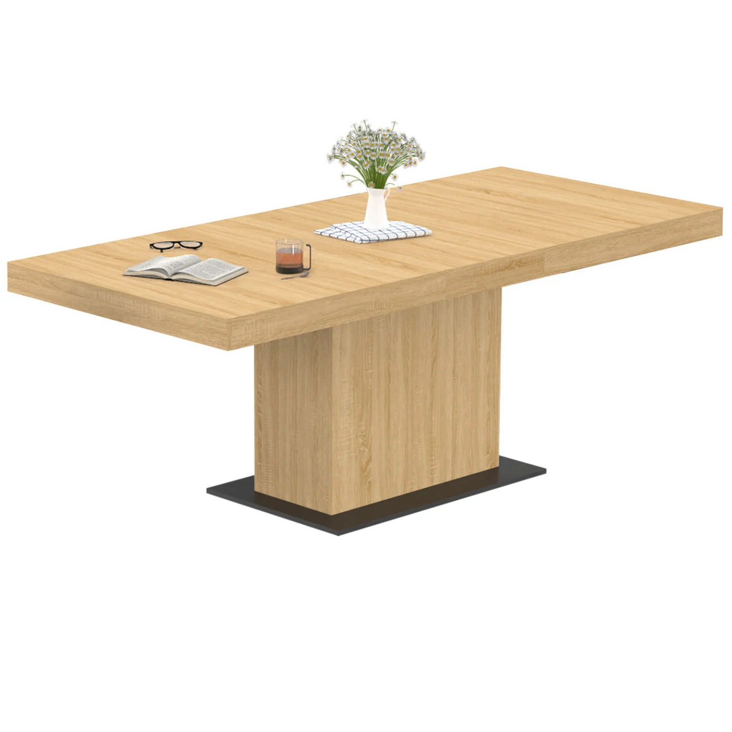 Table de salle à manger EDEN design industriel bois et noir de 6 à 10 couverts