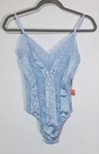 Vintage 1970s Darling Body Fashion Blue Nylon Teddy Lace XXS Lingerie