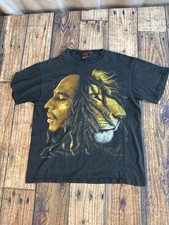 Bob Marley Lion Graphic Black T-Shirt Zion Rootswear Size Medium