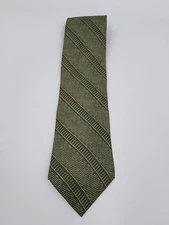 VTG NEO Bill Blass 100% Silk Necktie Gray / Light Green Geometric L 55" W 4"