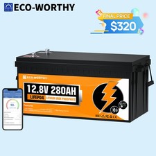 ECO-WORTHY 12V 280Ah 3584Wh Bluetooth LiFePO4 Lithium Battery For RV Home