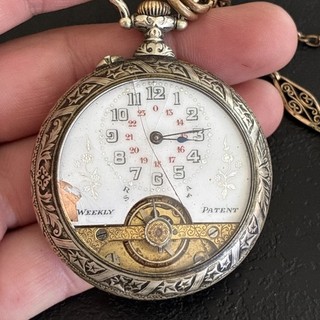 Montre Gousset 8 Jours Weekly Patent Non Fonctionnelle Ancienne