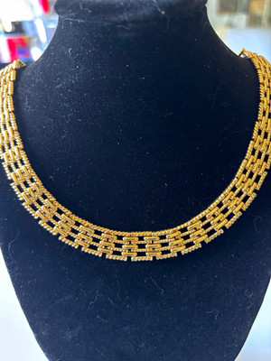 Napier Gold Tone Multi Strand Woven Link Necklace 18  Signed Statement
