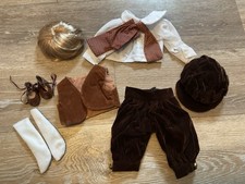 Vintage Doll Baby Outfit Lot Vest Shoes Top Stockings Hat Wig Pants