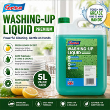 5L Lemon Washing Up Liquid Refill Dish Soap Non Bio Kitchen Cleaner 2.20 per litre