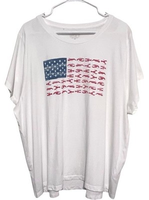 J Crew Lobster Flag Collector Tee Womens 3X American USA Summer Beach T-Shirt