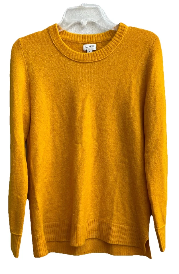 J. Suéter Crew Para Mujer Pequeño Mezcla de Lana Pullover Dorado Amarillo Cuello Redondo Tejido S Foto 4 de 4