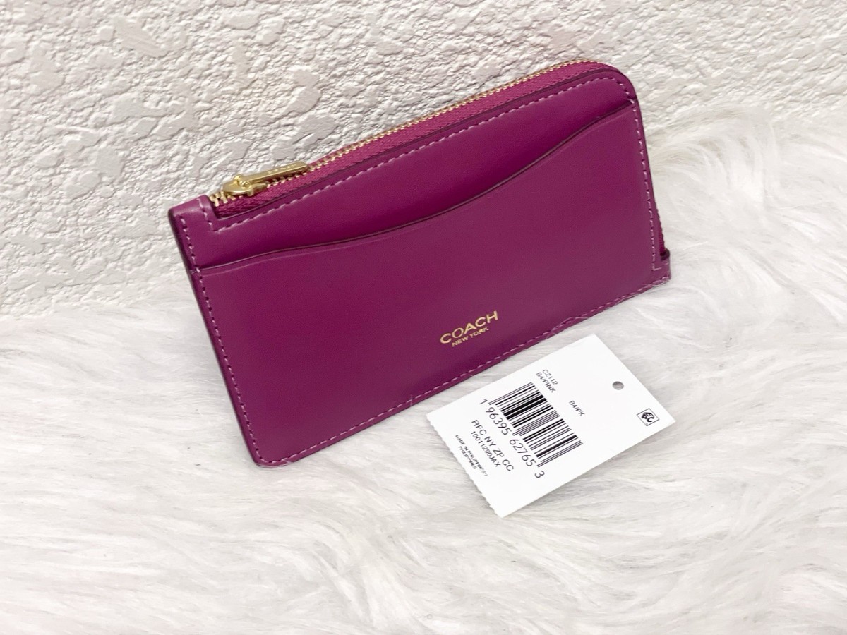 Coach New York Zip Card Case - CZ112 Black Refined Calf Leather