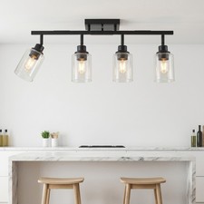 28'' Ceiling 4 Light LED Semi Flush Mount Rotatable Black Track Lighting Fixture