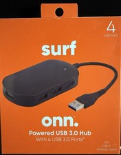 Surf Onn. Powered USB 3.0 Hub w/ 4 USB 3.0 Ports, Black
