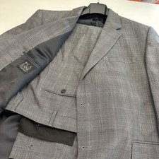 Jos A Bank 2 Piece suit 48R 42X28 Pant Gray Blue Window Pain 2 Flaws In Pictures