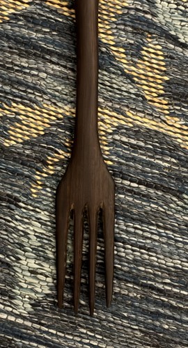 Forchetta Tiki in legno intagliato a mano africana vintage anni 80 alta 14 1/2" - Foto 4 di 6