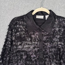 Vintage 90s Textured Sequin Blouse PM Layered Ruffles Satin Maximalist Feminine