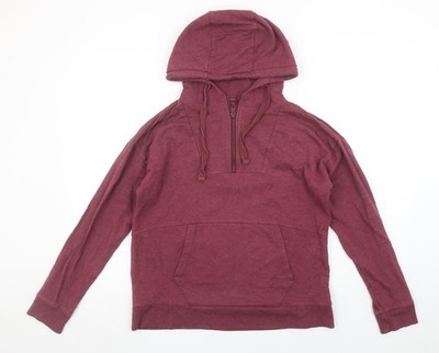 BAM Damen Burgunderrot 1/4 Zip Kapuzenpullover Sweatshirt Gr. S