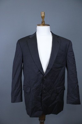 Burberry London Navy Striped 2 Button Notched Lapel Pockets Blazer Jacket Sz 42