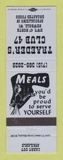 Matchbook Cover - Traeder's Club 47 Newbold WI