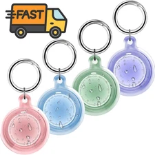 4 Pack IPX8 Waterproof Cute for Airtag Holder Case with Keychain