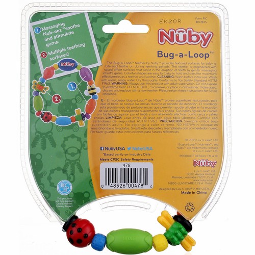6 Pack Nuby Bug-A-Loop Teether, 3m+ - Picture 2 of 3
