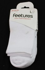 Feetures Unisex Adult's High Performance Max Cushion Socks CN6 White Large NWT