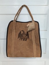 Vintage Orrville Log Carrier Natural Split Leather Made In USA Great Seal of USA