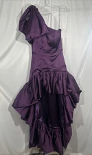 NWD Mac Duggal [  6 ] 20702 High Low Gown with Statement Bow Aubergine S1888
