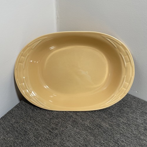 Longaberger Woven Traditions Oval Serving Bowl 13” Casserole Baker Dish Yellow - Picture 1 of 5