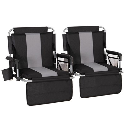 2 Pack Folding Stadium Seats, Portable Bleacher Chairs with Comfortable Cushi...