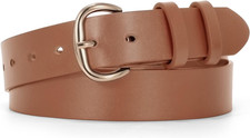 Women Leather Belt for Jeans Pants Gold Buckle Lady Casual Dress Waist Belt