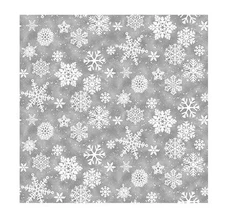 Christmas Fabric | Snow Crew White Snowflake Toss Gray | Henry Glass YARD